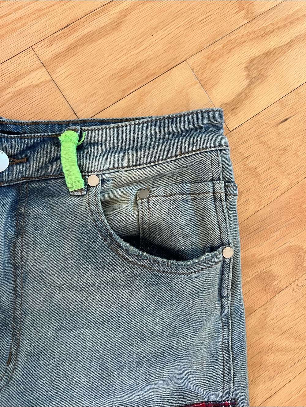 RÊVES PARIS Patchwork Carpenter Jeans | Double Knee Distressed | Size 30 - Picture 6 of 14